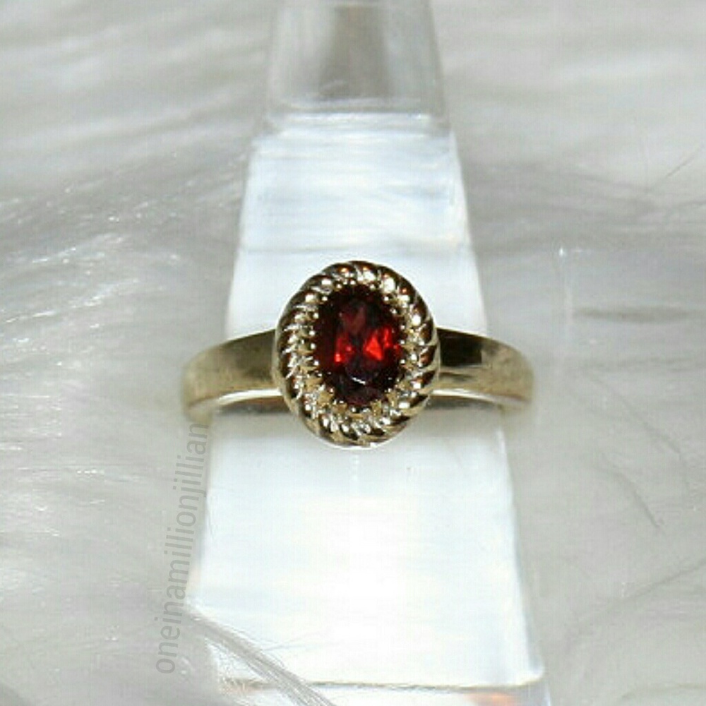 14k Gold Sterling JewelOnFire 1CT Garnet Ring - Picture 3 of 8